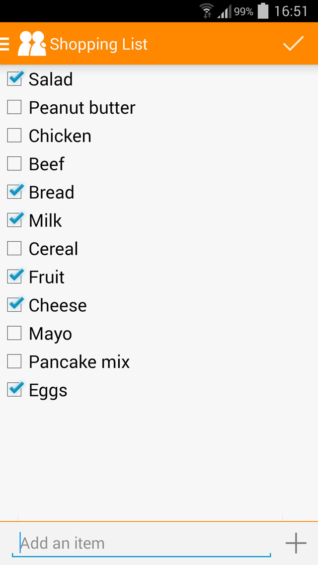 shared and synchronized grocery and shopping list